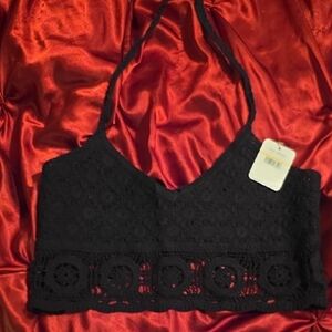 Black Crochet Halter Top